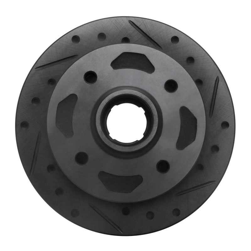 R1 84-85 Mazda RX-7 Front Right Drilled & Slotted Black Brake Rotor-Brake Rotors - Slot & Drilled-Grocery Getter Performance