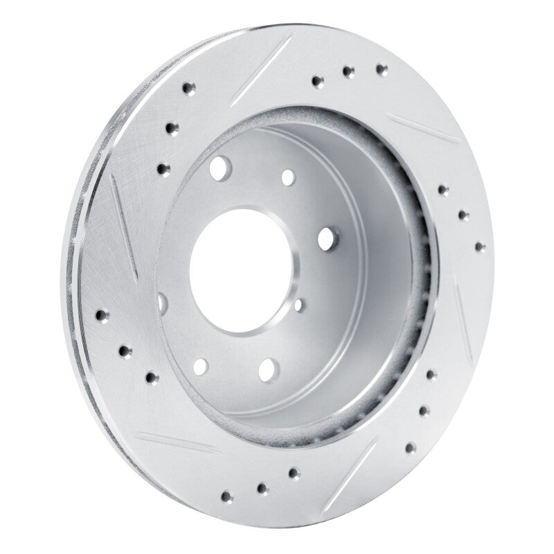 R1 84-85 Mazda RX-7 Rear Right Drilled & Slotted Silver Brake Rotor-Brake Rotors - Slot & Drilled-Grocery Getter Performance