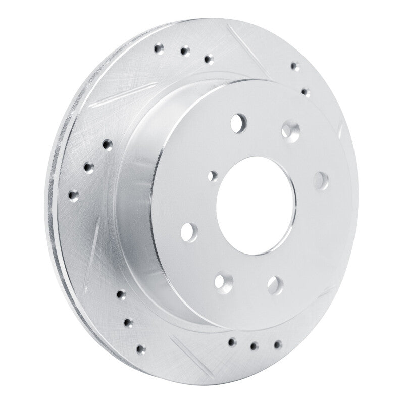 R1 84-85 Mazda RX-7 Rear Right Drilled & Slotted Silver Brake Rotor-Brake Rotors - Slot & Drilled-Grocery Getter Performance