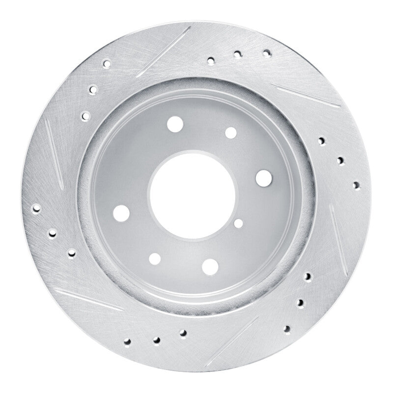 R1 84-85 Mazda RX-7 Rear Right Drilled & Slotted Silver Brake Rotor-Brake Rotors - Slot & Drilled-Grocery Getter Performance