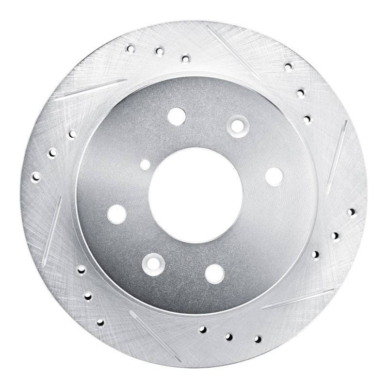 R1 84-85 Mazda RX-7 Rear Right Drilled & Slotted Silver Brake Rotor-Brake Rotors - Slot & Drilled-Grocery Getter Performance