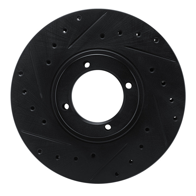R1 84-85 Toyota Van Front Left Drilled & Slotted Black Brake Rotor-Brake Rotors - Slot & Drilled-Grocery Getter Performance