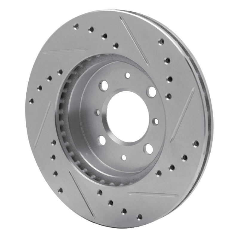 R1 84-85 Toyota Van Front Left Drilled & Slotted Silver Brake Rotor-Brake Rotors - Slot & Drilled-Grocery Getter Performance