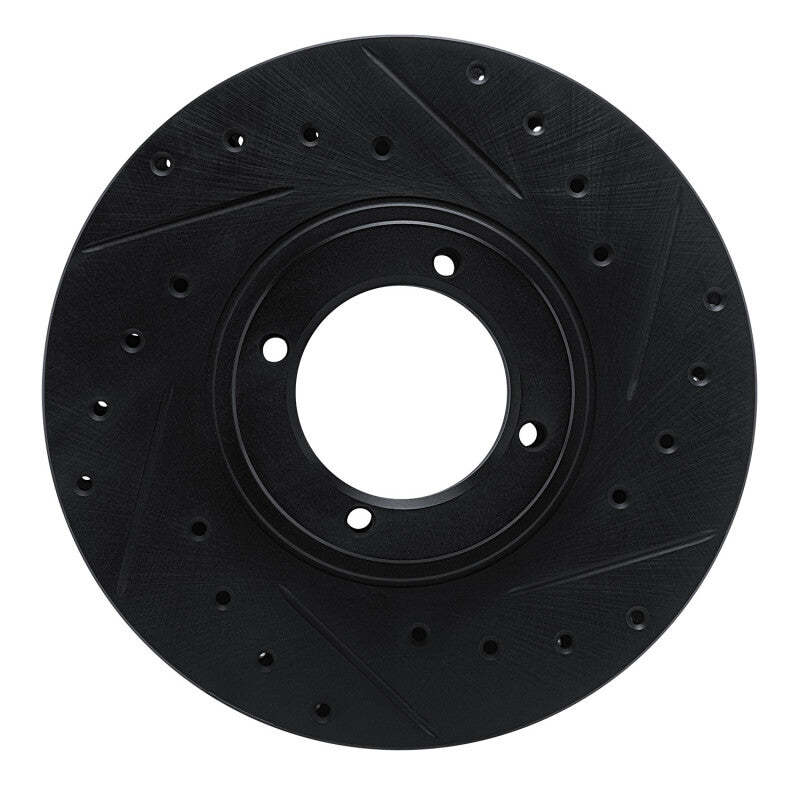 R1 84-85 Toyota Van Front Right Drilled & Slotted Black Brake Rotor-Brake Rotors - Slot & Drilled-Grocery Getter Performance