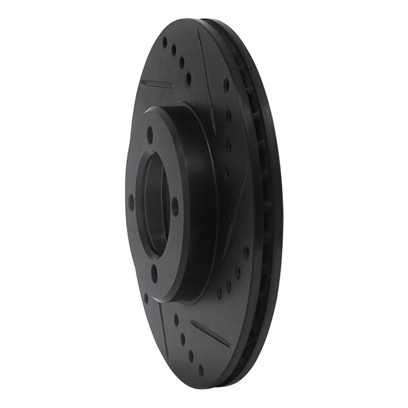 R1 84-87 Toyota Corolla (US/Canada) Front Right Drilled & Slotted Black Brake Rotor-Brake Rotors - Slot & Drilled-Grocery Getter Performance