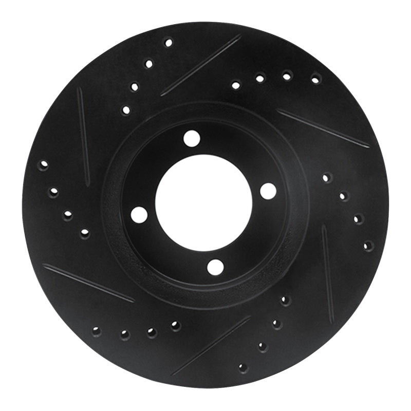 R1 84-87 Toyota Corolla (US/Canada) Front Right Drilled & Slotted Black Brake Rotor-Brake Rotors - Slot & Drilled-Grocery Getter Performance
