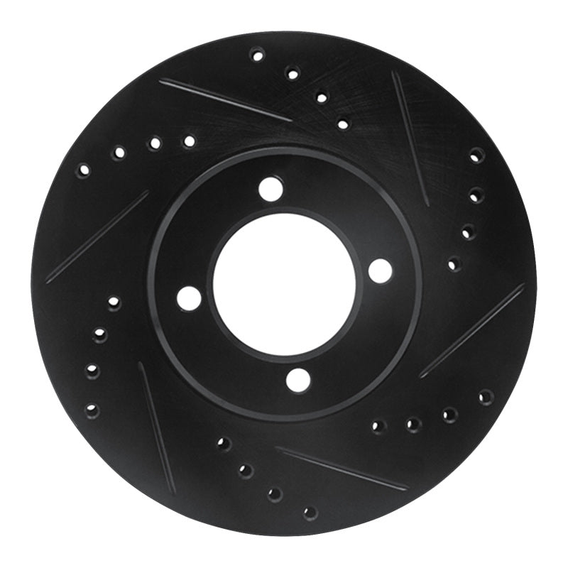 R1 84-87 Toyota Corolla (US/Canada) Front Right Drilled & Slotted Black Brake Rotor-Brake Rotors - Slot & Drilled-Grocery Getter Performance