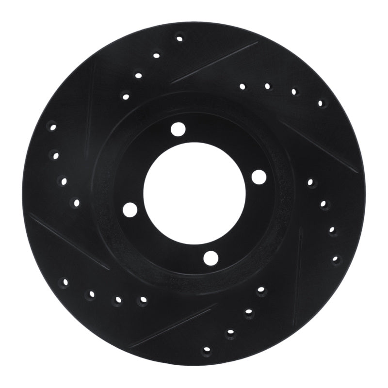 R1 84-87 Toyota Cressida Front Right Drilled & Slotted Black Brake Rotor-Brake Rotors - Slot & Drilled-Grocery Getter Performance