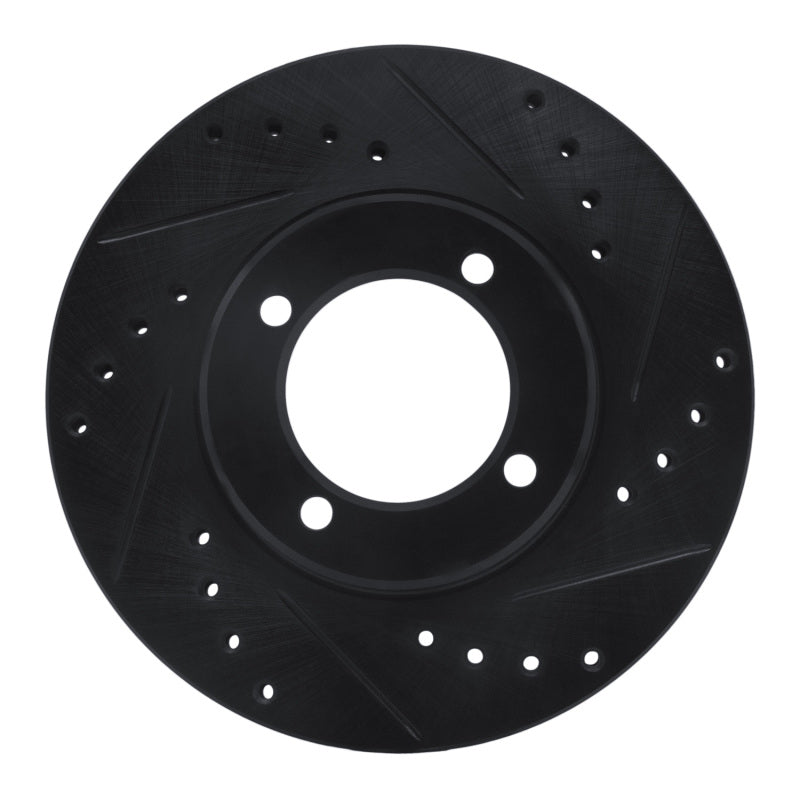 R1 84-87 Toyota Cressida Front Right Drilled & Slotted Black Brake Rotor-Brake Rotors - Slot & Drilled-Grocery Getter Performance