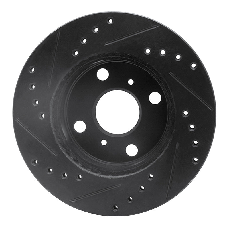 R1 84-88 Chevrolet Nova Front Left Drilled & Slotted Black Brake Rotor-Brake Rotors - Slot & Drilled-Grocery Getter Performance