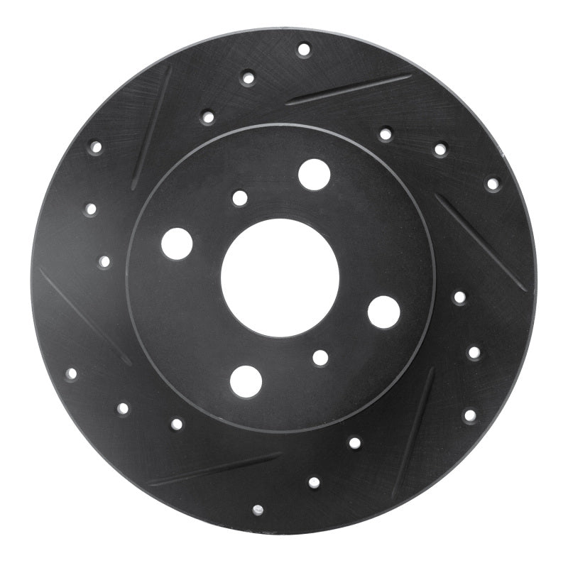 R1 84-88 Chevrolet Nova Front Left Drilled & Slotted Black Brake Rotor-Brake Rotors - Slot & Drilled-Grocery Getter Performance
