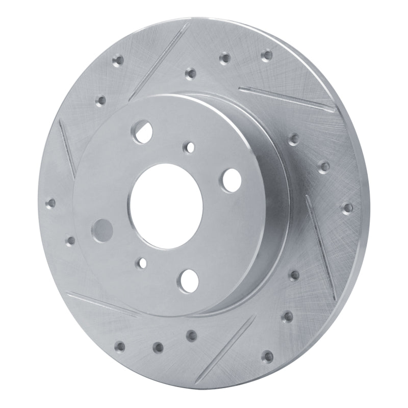 R1 84-88 Chevrolet Nova Front Left Drilled & Slotted Silver Brake Rotor-Brake Rotors - Slot & Drilled-Grocery Getter Performance