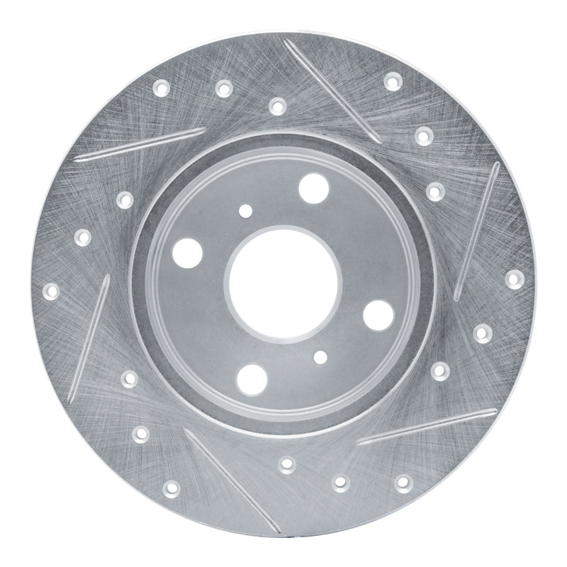 R1 84-88 Chevrolet Nova Front Left Drilled & Slotted Silver Brake Rotor-Brake Rotors - Slot & Drilled-Grocery Getter Performance