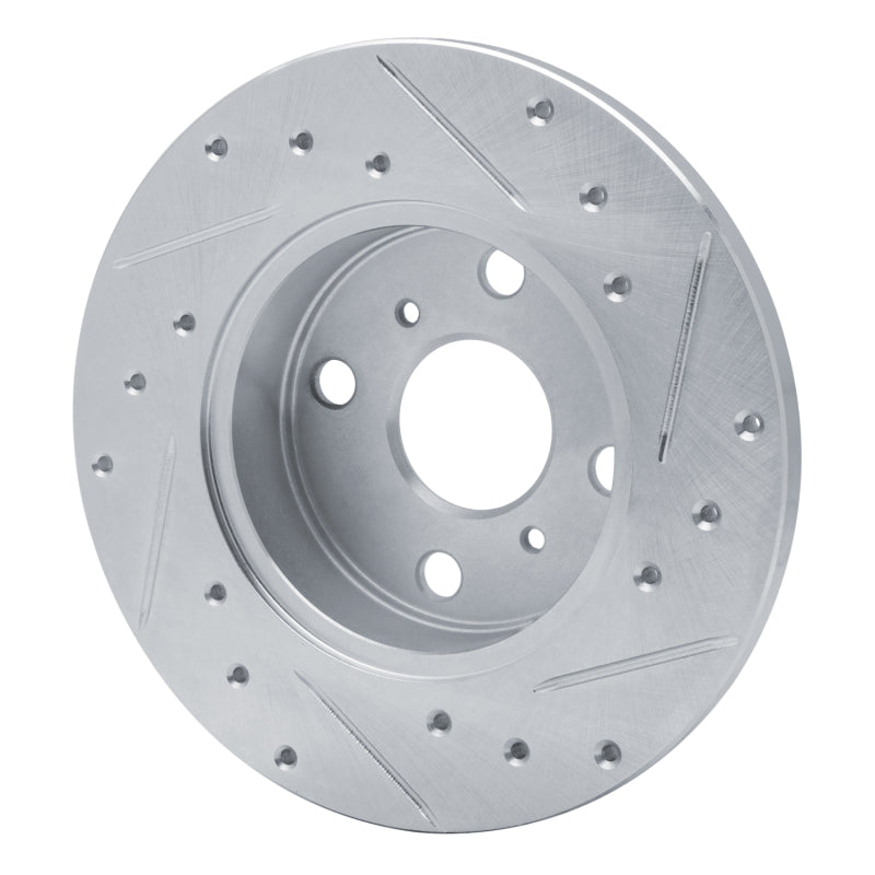 R1 84-88 Chevrolet Nova Front Left Drilled & Slotted Silver Brake Rotor-Brake Rotors - Slot & Drilled-Grocery Getter Performance