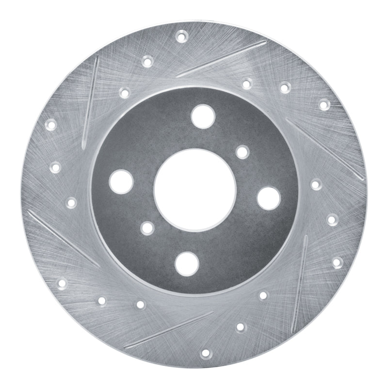 R1 84-88 Chevrolet Nova Front Left Drilled & Slotted Silver Brake Rotor-Brake Rotors - Slot & Drilled-Grocery Getter Performance