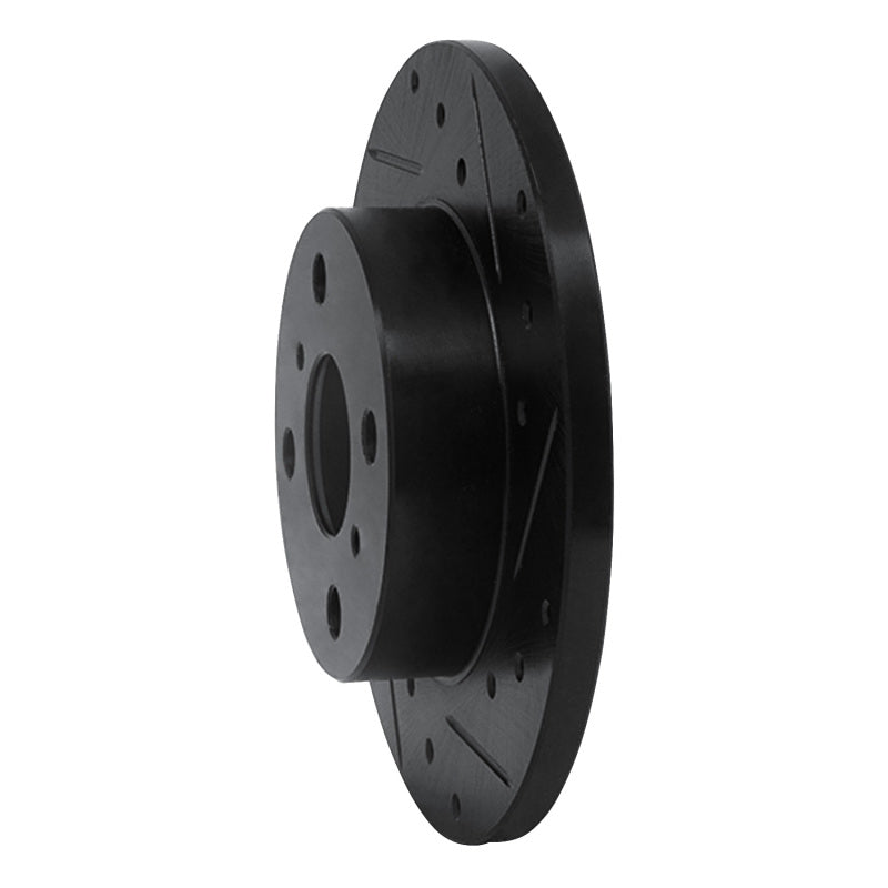 R1 84-88 Chevrolet Nova Front Right Drilled & Slotted Black Brake Rotor-Brake Rotors - Slot & Drilled-Grocery Getter Performance