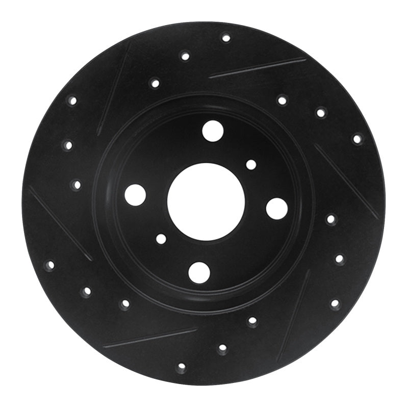 R1 84-88 Chevrolet Nova Front Right Drilled & Slotted Black Brake Rotor-Brake Rotors - Slot & Drilled-Grocery Getter Performance