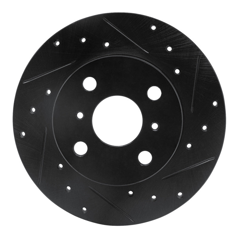 R1 84-88 Chevrolet Nova Front Right Drilled & Slotted Black Brake Rotor-Brake Rotors - Slot & Drilled-Grocery Getter Performance