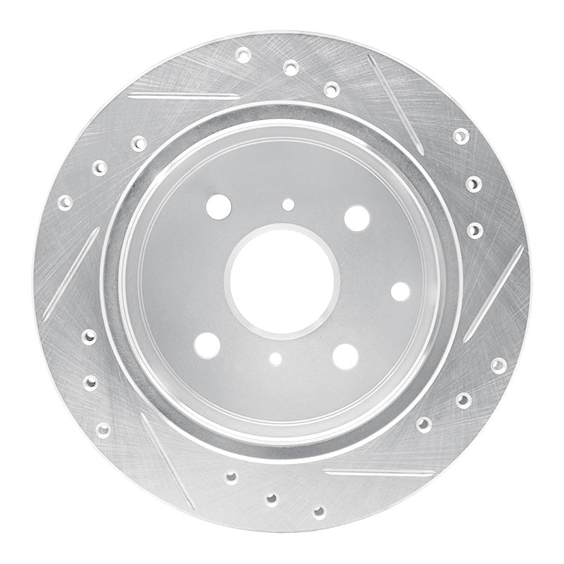 R1 84-88 Toyota Cressida Rear Left Drilled & Slotted Silver Brake Rotor-Brake Rotors - Slot & Drilled-Grocery Getter Performance