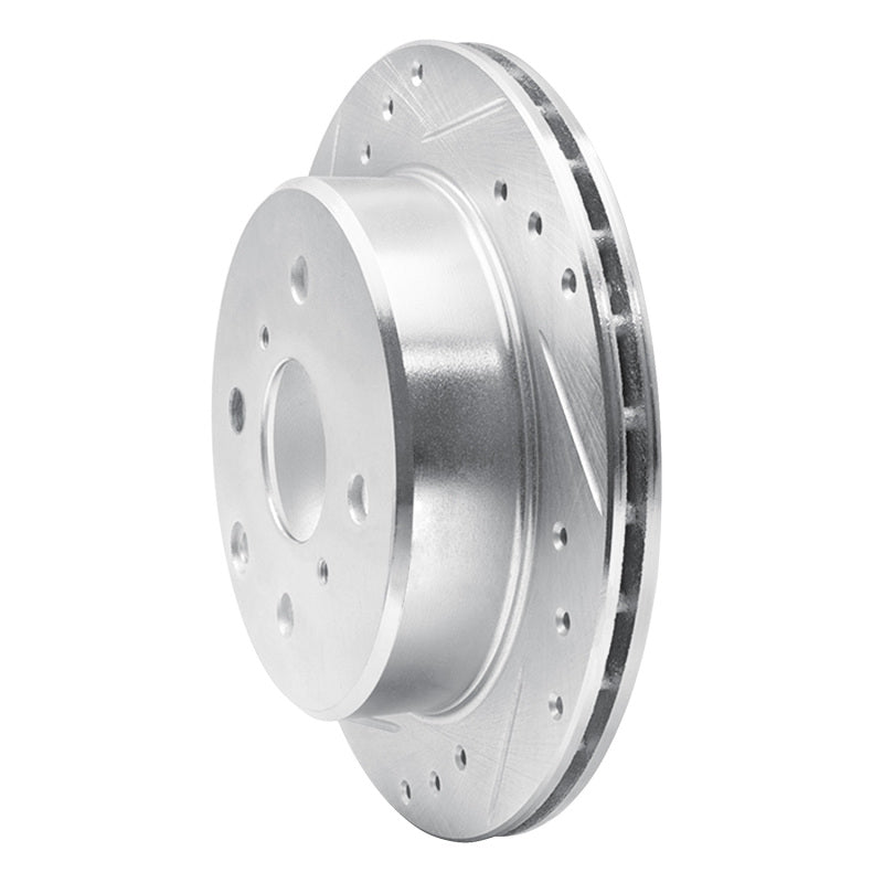 R1 84-88 Toyota Cressida Rear Left Drilled & Slotted Silver Brake Rotor-Brake Rotors - Slot & Drilled-Grocery Getter Performance