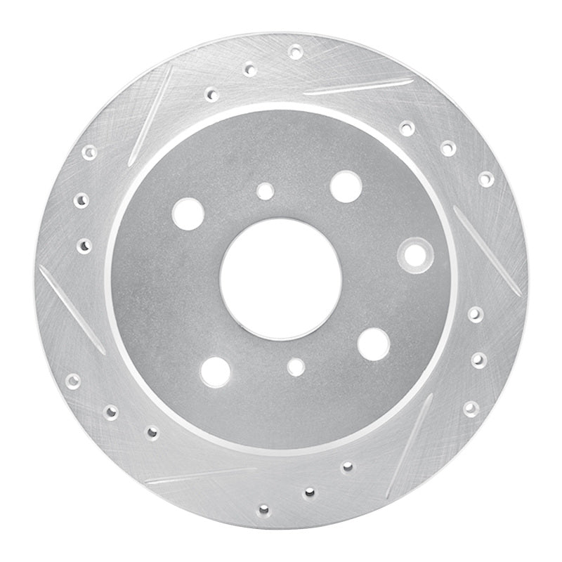 R1 84-88 Toyota Cressida Rear Left Drilled & Slotted Silver Brake Rotor-Brake Rotors - Slot & Drilled-Grocery Getter Performance