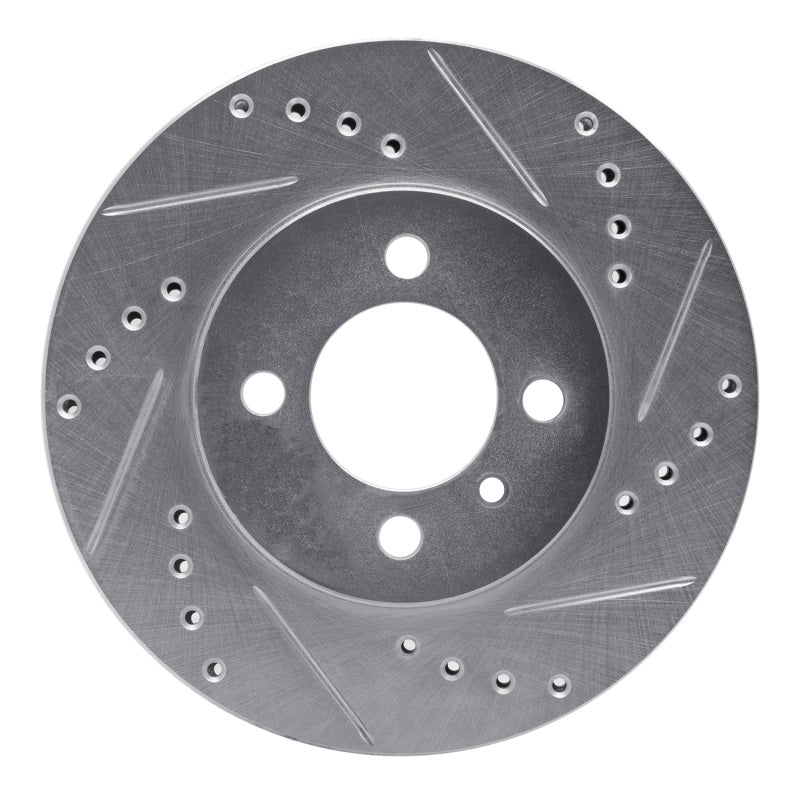 R1 84-91 BMW 325 Front Right Drilled & Slotted Silver Brake Rotor-Brake Rotors - Slot & Drilled-Grocery Getter Performance