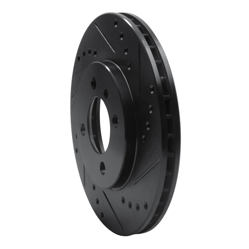R1 84-91 BMW 325ES Front Right Drilled & Slotted Black Brake Rotor-Brake Rotors - Slot & Drilled-Grocery Getter Performance