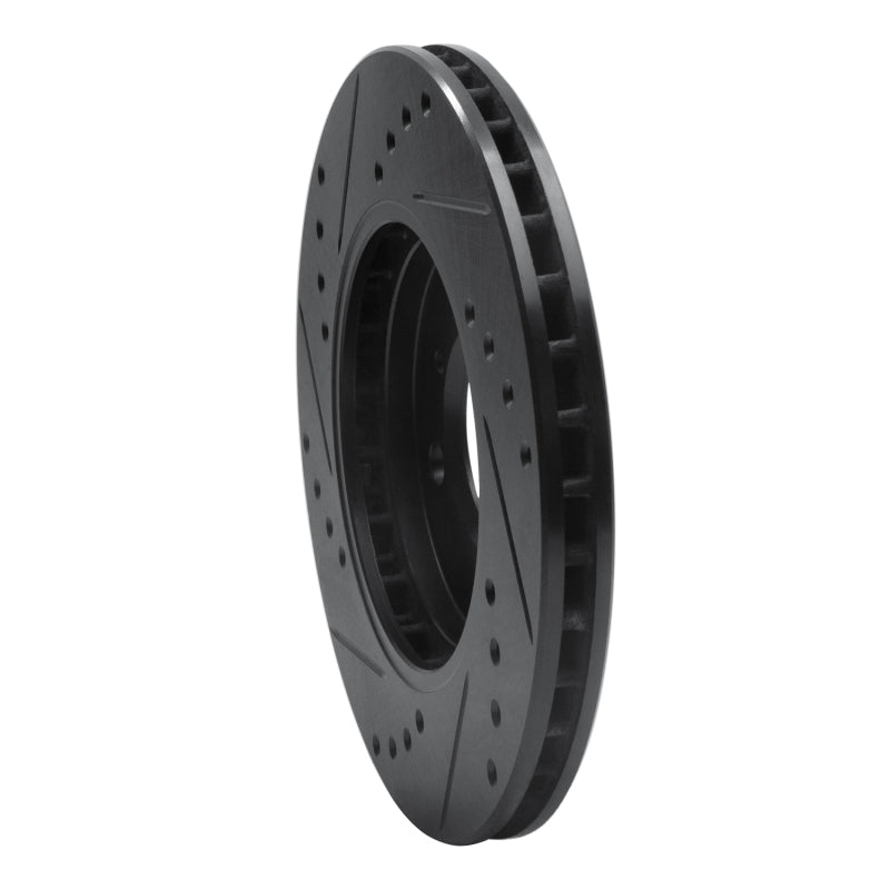 R1 84-91 BMW 325ES Front Right Drilled & Slotted Black Brake Rotor-Brake Rotors - Slot & Drilled-Grocery Getter Performance