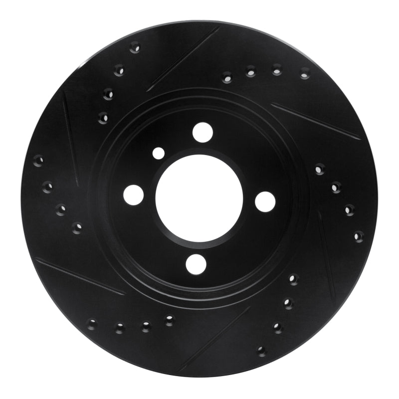 R1 84-91 BMW 325ES Front Right Drilled & Slotted Black Brake Rotor-Brake Rotors - Slot & Drilled-Grocery Getter Performance