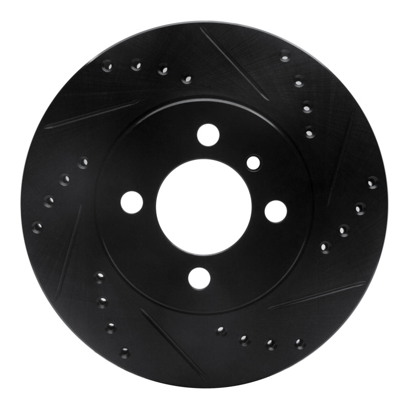 R1 84-91 BMW 325ES Front Right Drilled & Slotted Black Brake Rotor-Brake Rotors - Slot & Drilled-Grocery Getter Performance