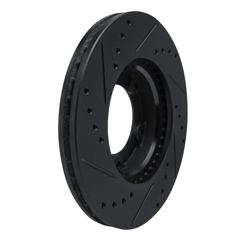 R1 84-95 Toyota Pickup Front Right Drilled & Slotted Black Brake Rotor-Brake Rotors - Slot & Drilled-Grocery Getter Performance