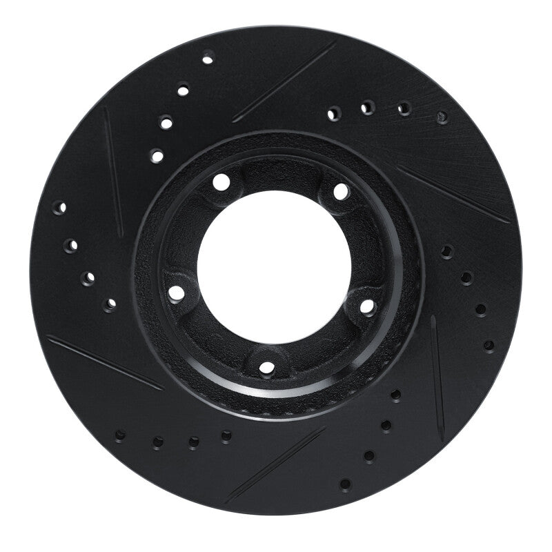 R1 84-95 Toyota Pickup Front Right Drilled & Slotted Black Brake Rotor-Brake Rotors - Slot & Drilled-Grocery Getter Performance