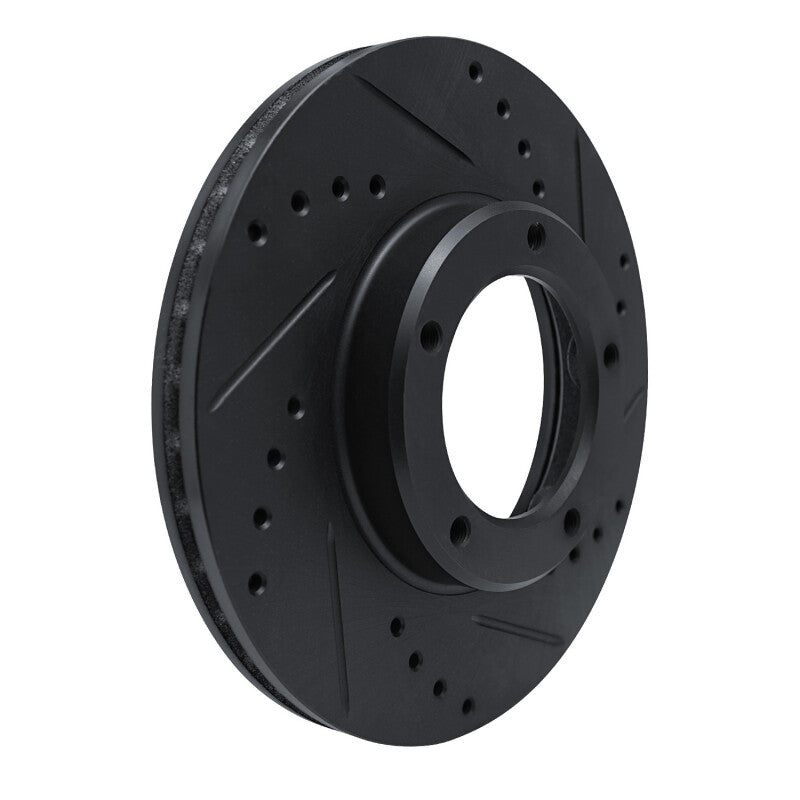 R1 84-95 Toyota Pickup Front Right Drilled & Slotted Black Brake Rotor-Brake Rotors - Slot & Drilled-Grocery Getter Performance