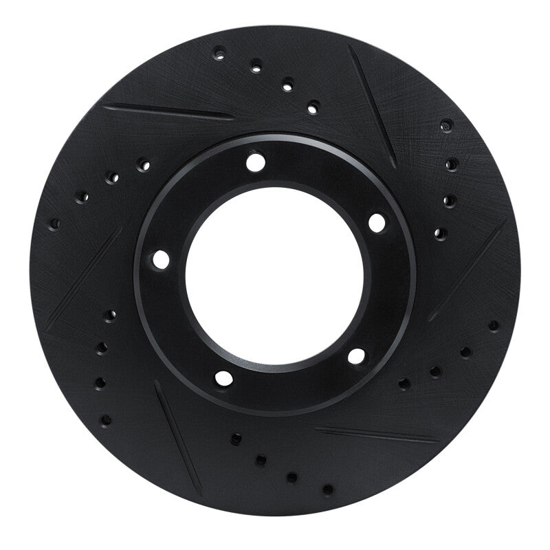 R1 84-95 Toyota Pickup Front Right Drilled & Slotted Black Brake Rotor-Brake Rotors - Slot & Drilled-Grocery Getter Performance