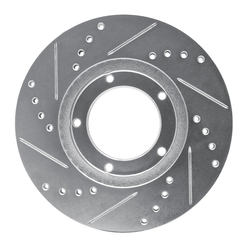 R1 84-95 Toyota Pickup Front Right Drilled & Slotted Silver Brake Rotor-Brake Rotors - Slot & Drilled-Grocery Getter Performance