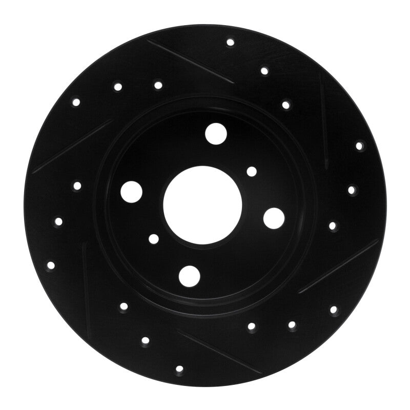 R1 85-86 Toyota MR2 Rear Left Drilled & Slotted Black Brake Rotor-Brake Rotors - Slot & Drilled-Grocery Getter Performance