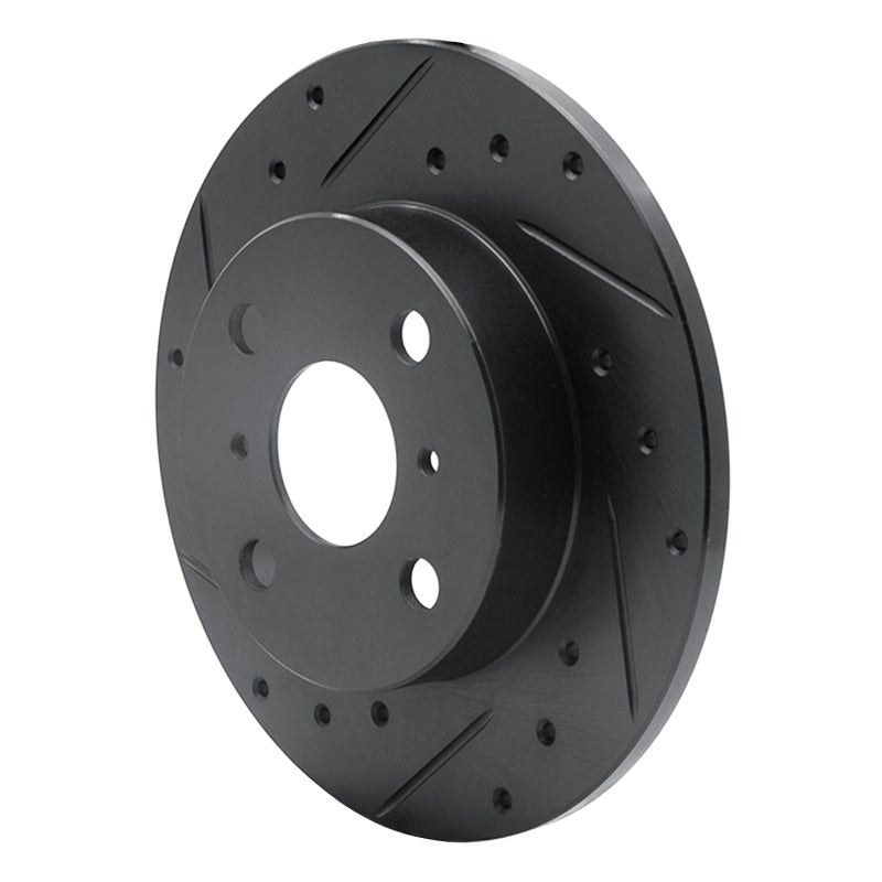 R1 85-86 Toyota MR2 Rear Left Drilled & Slotted Black Brake Rotor-Brake Rotors - Slot & Drilled-Grocery Getter Performance