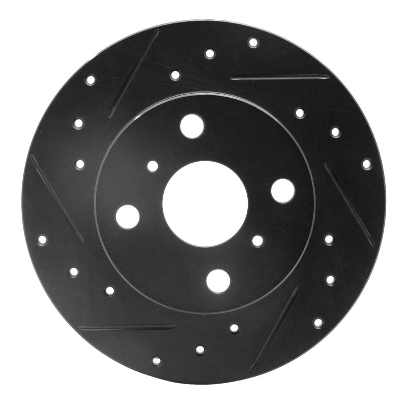 R1 85-86 Toyota MR2 Rear Left Drilled & Slotted Black Brake Rotor-Brake Rotors - Slot & Drilled-Grocery Getter Performance
