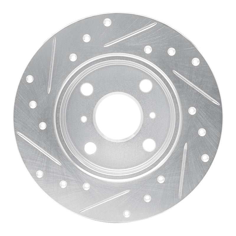 R1 85-86 Toyota MR2 Rear Right Drilled & Slotted Silver Brake Rotor-Brake Rotors - Slot & Drilled-Grocery Getter Performance
