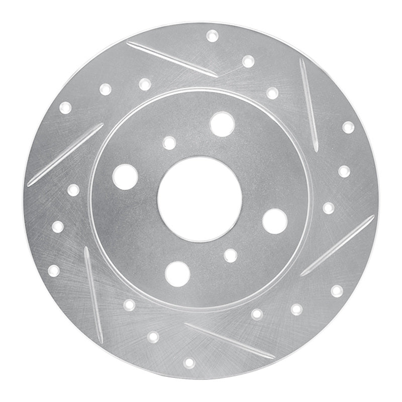 R1 85-86 Toyota MR2 Rear Right Drilled & Slotted Silver Brake Rotor-Brake Rotors - Slot & Drilled-Grocery Getter Performance