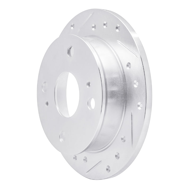 R1 85-87 Toyota Corolla (US/Canada) Rear Left Drilled & Slotted Silver Brake Rotor-Brake Rotors - Slot & Drilled-Grocery Getter Performance