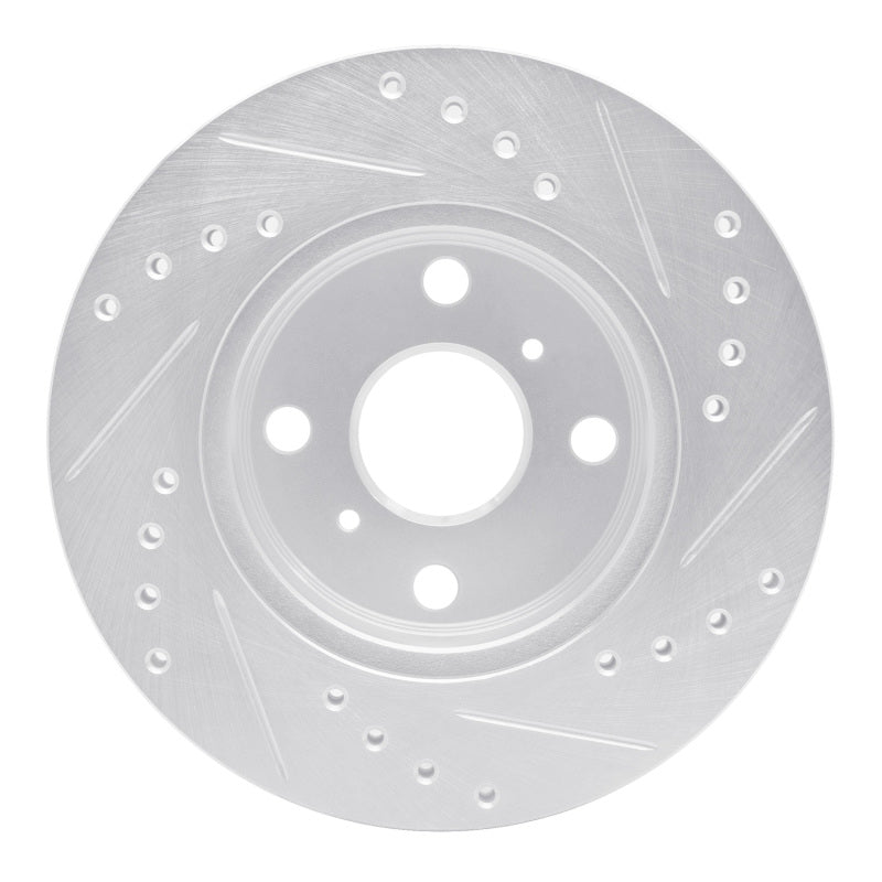 R1 85-88 Chevrolet Nova Front Left Drilled & Slotted Silver Brake Rotor-Brake Rotors - Slot & Drilled-Grocery Getter Performance