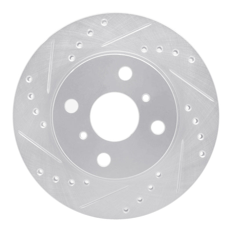 R1 85-88 Chevrolet Nova Front Left Drilled & Slotted Silver Brake Rotor-Brake Rotors - Slot & Drilled-Grocery Getter Performance