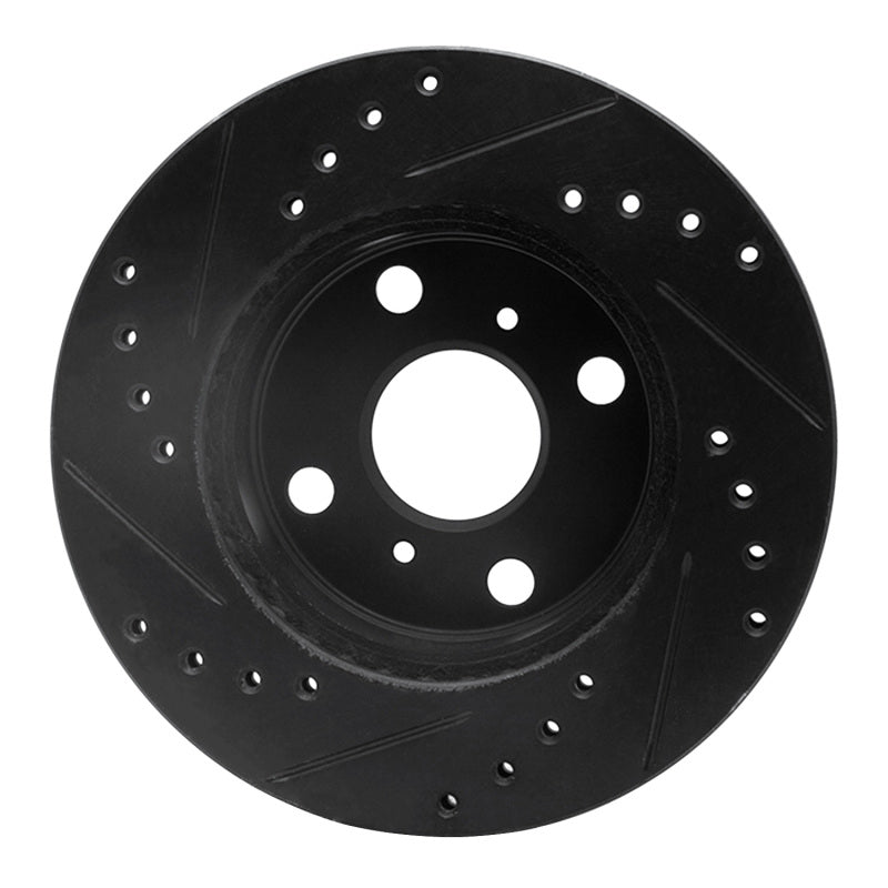 R1 85-88 Chevrolet Nova Front Right Drilled & Slotted Black Brake Rotor-Brake Rotors - Slot & Drilled-Grocery Getter Performance