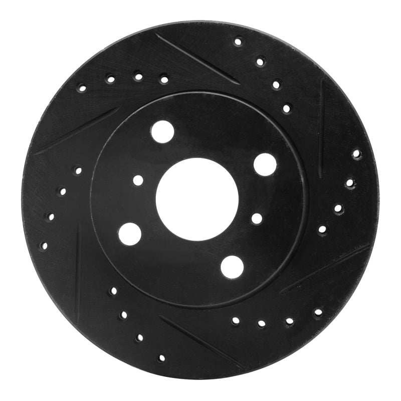 R1 85-88 Chevrolet Nova Front Right Drilled & Slotted Black Brake Rotor-Brake Rotors - Slot & Drilled-Grocery Getter Performance