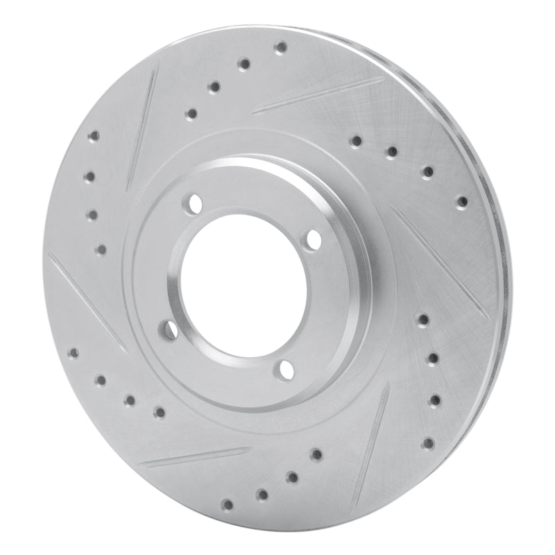R1 85-88 Toyota Cressida Front Left Drilled & Slotted Silver Brake Rotor-Brake Rotors - Slot & Drilled-Grocery Getter Performance