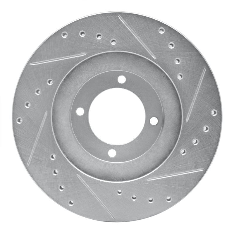 R1 85-88 Toyota Cressida Front Left Drilled & Slotted Silver Brake Rotor-Brake Rotors - Slot & Drilled-Grocery Getter Performance