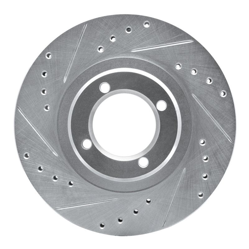 R1 85-88 Toyota Cressida Front Left Drilled & Slotted Silver Brake Rotor-Brake Rotors - Slot & Drilled-Grocery Getter Performance
