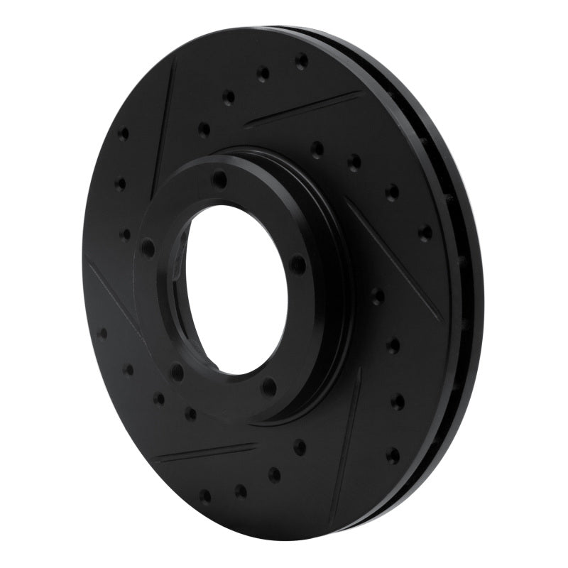 R1 85-92 Toyota Pickup Front Left Drilled & Slotted Black Brake Rotor-Brake Rotors - Slot & Drilled-Grocery Getter Performance