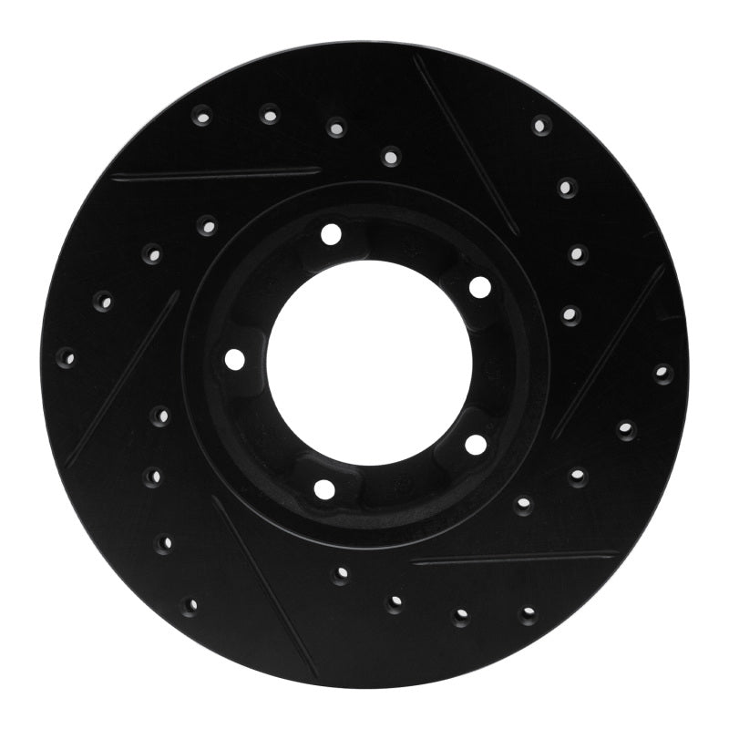 R1 85-92 Toyota Pickup Front Left Drilled & Slotted Black Brake Rotor-Brake Rotors - Slot & Drilled-Grocery Getter Performance
